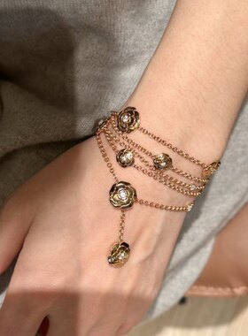 山茶花多用长项链百搭气质高级感S925银镀金项链毛衣链高级感85cm