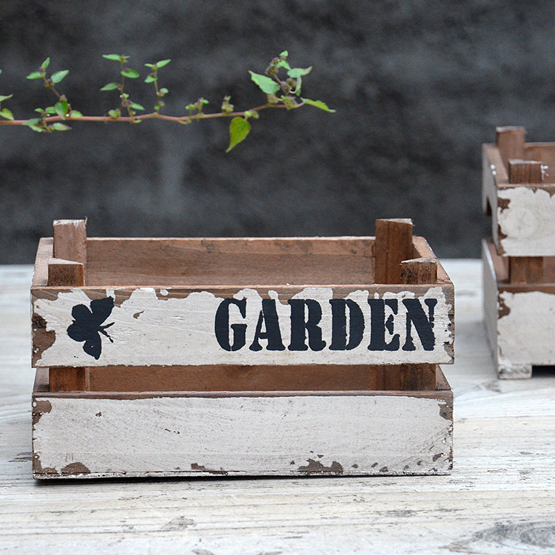 美式复古实木收纳花框花园工具收纳框装水里木框套花盆框储物箱,淘宝优惠券,粉丝福利购,淘宝优惠卷