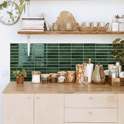 PET长条形瓷砖贴厨房卫生间浴室防水防油易清洁高光翻新瓷砖贴纸 - 图0