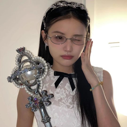 404的店复古椭圆框金属斯文撕漫眼镜Y2K甜酷辣妹近视框架男女镜框