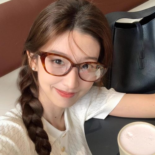 404的店复古美拉德网红冷茶色猫眼微翘眼镜配度数TR90材质素颜女 - 图1