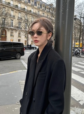 404的店复古金属椭圆偏光墨镜