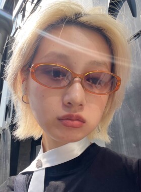 404的店复古椭圆板材墨镜