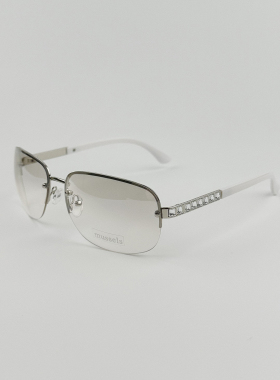 复古金属镶钻Y2K水银墨镜