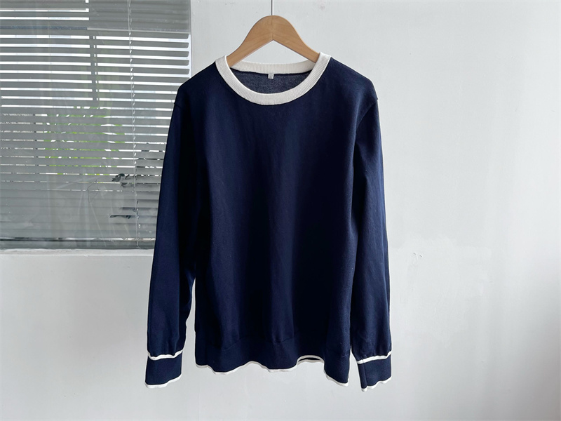 微瑕针织衫内搭纯色舒适上衣百搭宽松圆领气质修身通勤打底衫Y3 - 图0