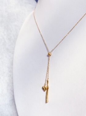 厂家特价活动 新款时尚百搭双戴钛钢项链女 同款金之爱恋锁骨链