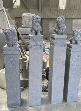 拴马桩石雕仿古天然青石祥云柱室内拴马石展示柱庭院门口装饰摆件