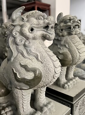 青石貔貅一对石雕摆件门口招财看门别墅家用传统雕刻风水工艺品