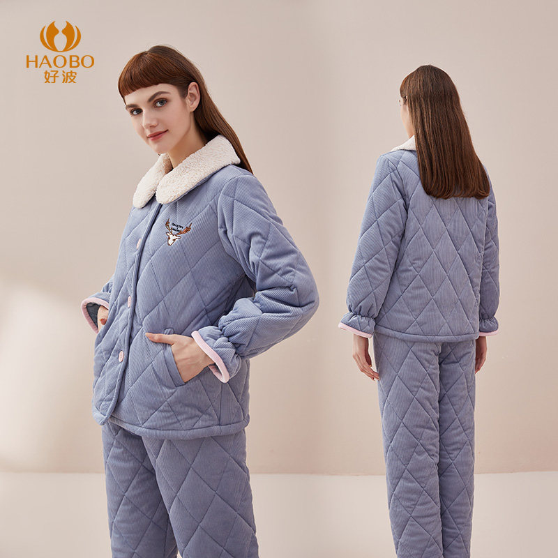 冬款2021年新款冬加厚夹棉男士睡衣 好波睡衣/家居服套装