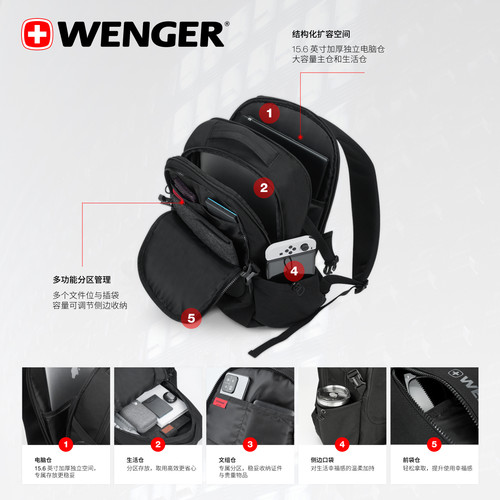 瑞士军刀WENGER威戈2026新款双肩包男商务电脑背包大容量612011B - 图1