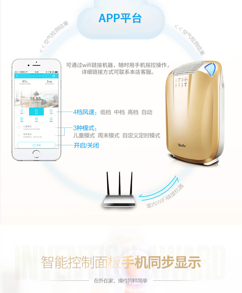 亚都 空气净化器家用除甲醛雾霾烟尘智能wifi静音 KJ336F-WIFI - 图3