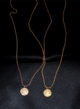 高级感喜庆钛钢锁骨链18k玫瑰金