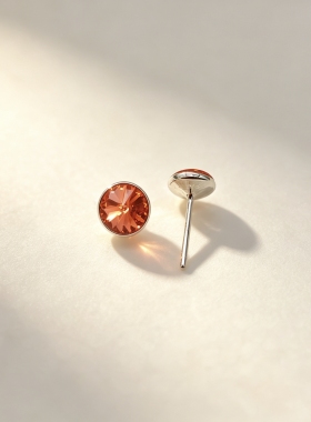 S925银耳钉女多面切割水晶耳饰小众设计感高级轻奢气质百搭耳环
