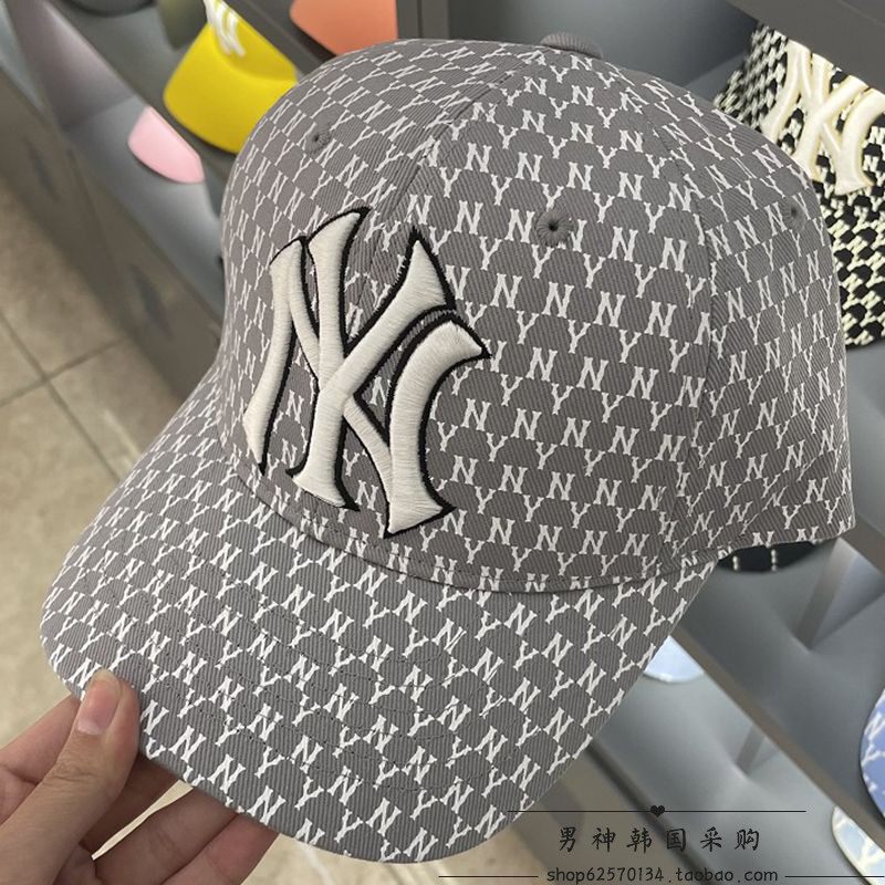 韩国mlb帽子硬顶经典老花刺绣大标ny棒球帽休闲逛街情侣鸭舌帽21