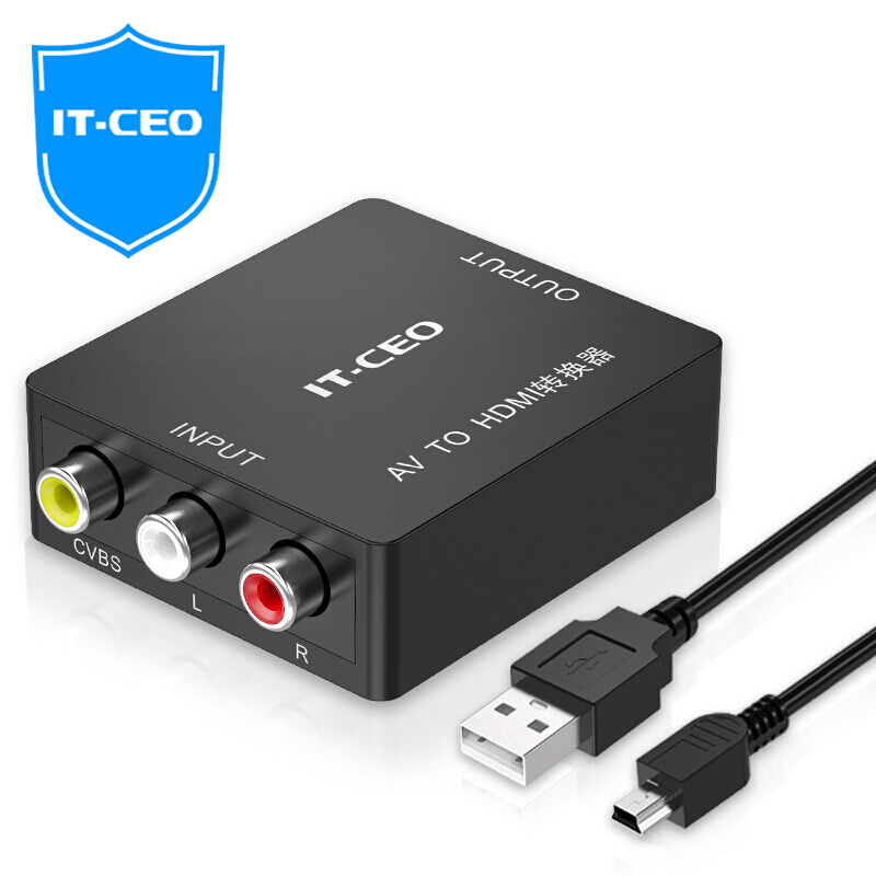 IT-CEO AV轉HDMI轉換器 3RCA蓮花頭三色線機頂盒dvd跳舞毯遊戲機模擬接電視顯示器高清線1080p輸出視訊轉接頭