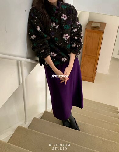 RIVEROOM Amy韩代 25fw 东大门 小碎花摇粒绒 套头夹克外套 - 图2