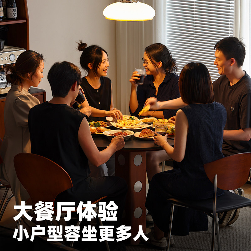 【小万家具】中古圆桌复古金属腿圆形餐桌北欧包豪斯实木岩板饭桌,淘宝优惠券,粉丝福利购,淘宝优惠卷