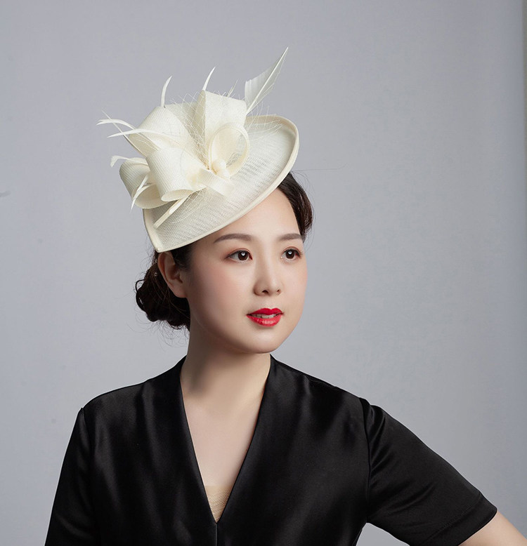 旗左法式晚宴小礼帽女复古赫本名媛马会英式礼服浅粉色头饰儿童_虎窝淘