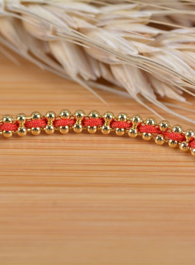 2026年款法国红绳高级感编织手链不锈钢材质镀金redline手绳礼物