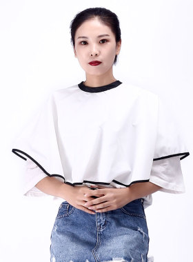 影楼化妆披肩美妆纹绣黑边纯白色围脖美发新娘美妆多功能围布定制