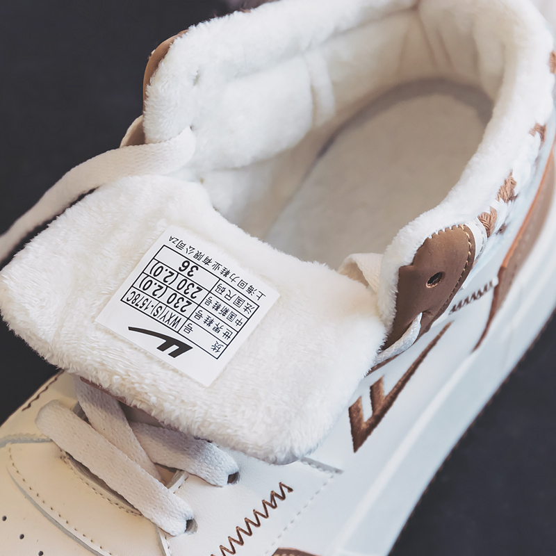 回力加绒高帮女板鞋2025冬季新款棉鞋潮流时尚百搭学生休闲德训鞋 - 图2