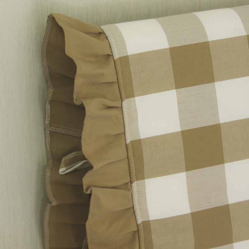床头罩格子加厚夹棉防撞头布艺床头防尘罩软包侧开系带花边床头套,淘宝优惠券,粉丝福利购,淘宝优惠卷