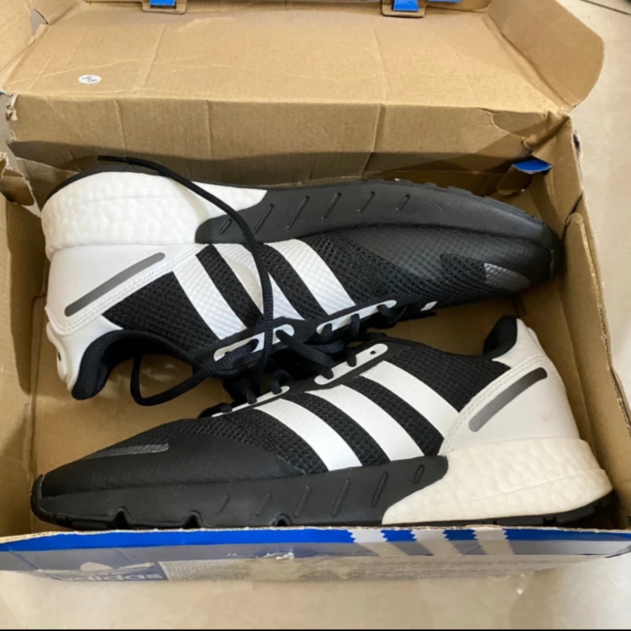 adidas三叶草男鞋秋季ZX 1K BOOST 缓震轻便透气运动跑步鞋FX6515 - 图2