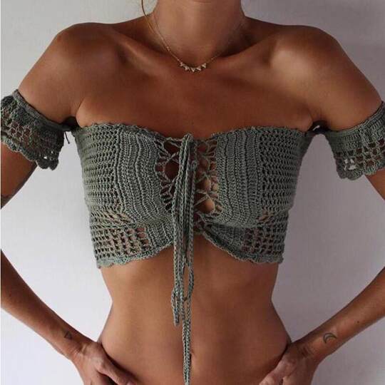 2023 New Knitted Bikini Swimsuit Tops