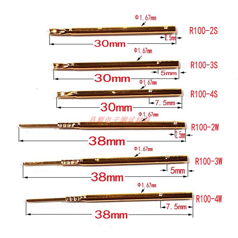 测试针探针PA100-A B D E H G J Q T镀金头电路板伸缩弹簧顶针-图2