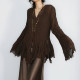 ໂດຍສະເພາະແມ່ນ UXI ຝຣັ່ງ retro pleated ເສື້ອຢືດແຂນກະດິ່ງຂອງແມ່ຍິງ slimming top cardigan