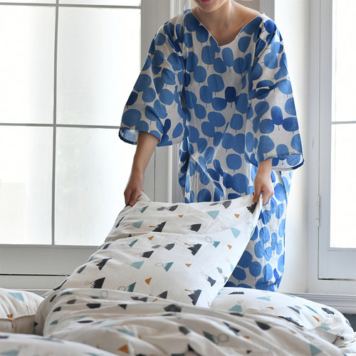 CASTLE GARDEN短袖家居服纯棉镰刀袖T形连身长裙 小浮草 元气鳗涡 - 图0