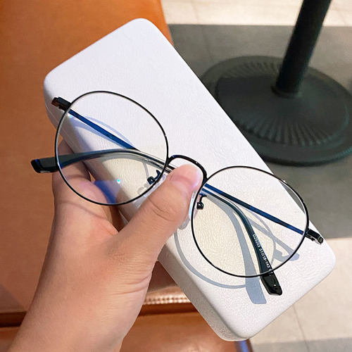 金边眼镜防蓝光超轻镜架网红小框复古圆框配眼镜网上配眼镜女小脸 - 图0