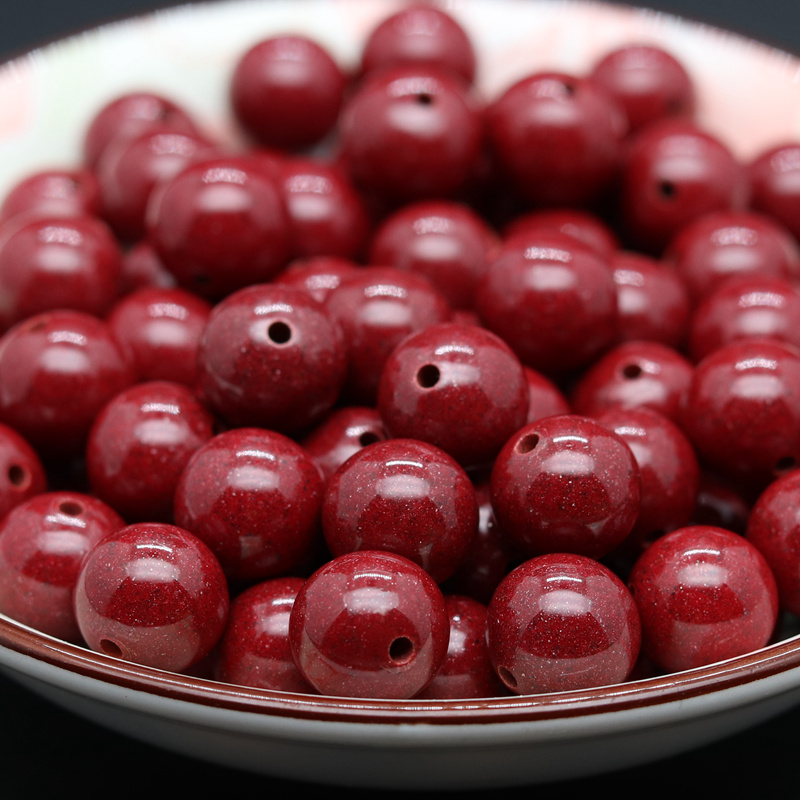 帝王紫金砂朱砂散珠圆珠佛珠转运珠天然原矿晶体DIY手链手串搭配 - 图3