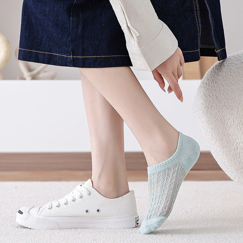 夏季透气网眼空调纯棉浅口隐形船袜 百靓伊船袜