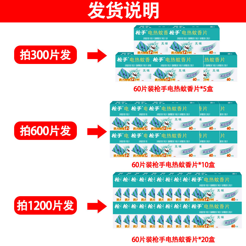 20盒枪手电蚊香片60片补充替换装无加热器灭蚊片酒店宾馆批发整箱-图1