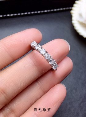 圆形毫米纯银镀18k白金莫桑钻