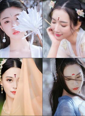 水晶钻花钿额贴眉心贴水滴形红色