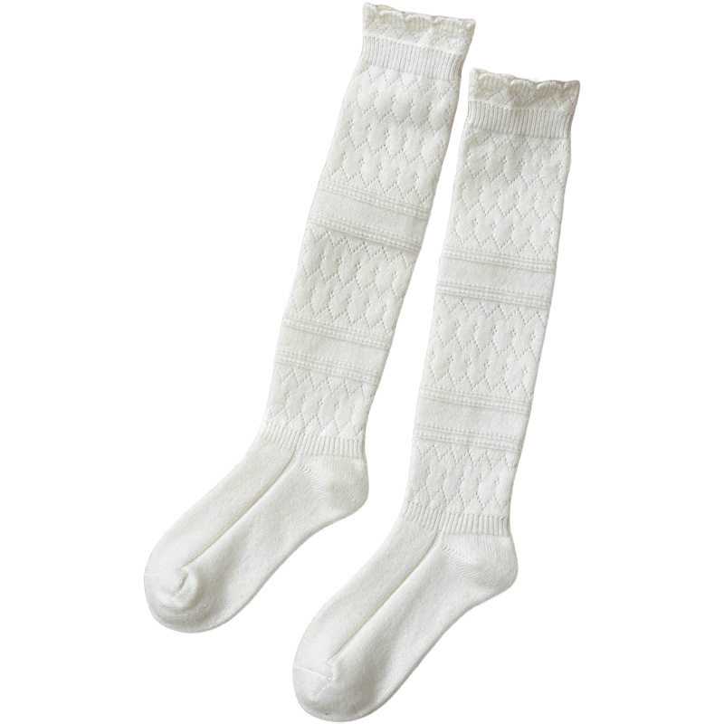 白色镂空针织小腿袜女春秋薄款韦雪同款网红显瘦配长靴长筒堆堆袜,淘宝优惠券,粉丝福利购,淘宝优惠卷