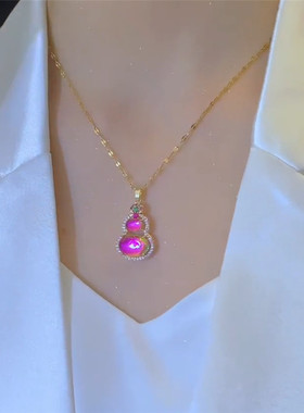 轻奢高级感锁骨链钛钢女幻彩葫芦