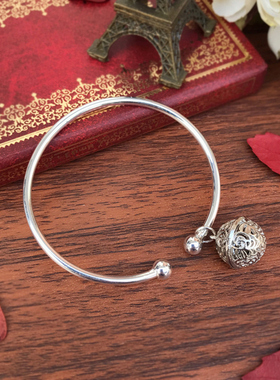 韩国饰品银色铃铛手镯