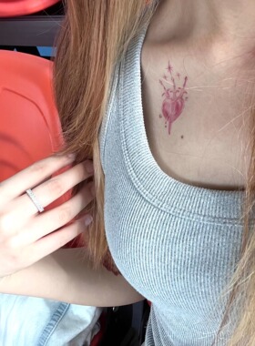 ONESMILE 爱神之剑 个性防水持久高级粉色女性感爱心彩色纹身贴