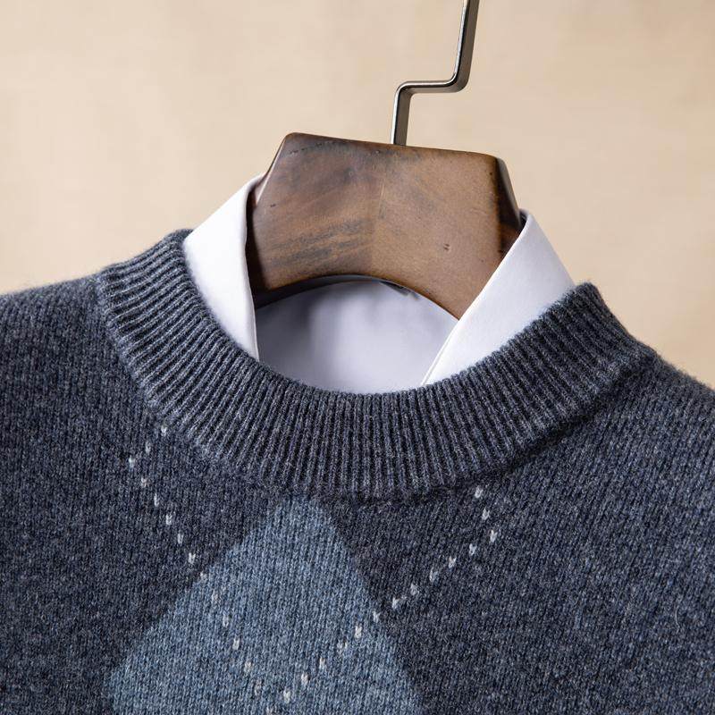 小羊故事加厚羊绒衫男新款半高领嵌花菱形2024冬季男装山羊绒毛衣,淘宝优惠券,粉丝福利购,淘宝优惠卷