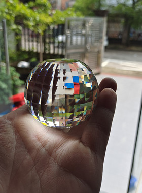 透明水晶切面球手工柜台桌面摆件