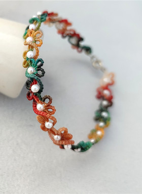 国风彩色蜡线移花手绳