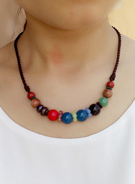 民族风手工饰品短项链