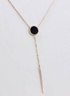 黑色圆点长吊坠性感大气锁骨链