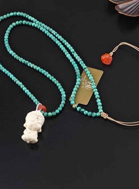 原创设计菱镁矿米珠项链