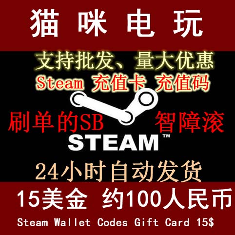 自動發貨Steam平臺15美刀100元RMB充值卡錢包15USD遊戲csgo大行動