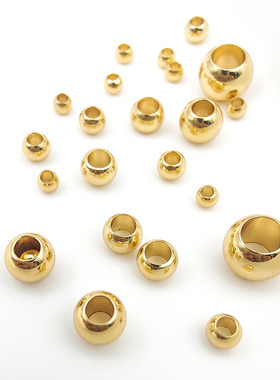 镀18K14K真金大孔圆珠隔珠diy