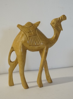 北欧 丹麦产 60年代 中古 Vintage  纯手工制作 木雕 骆驼 摆设品